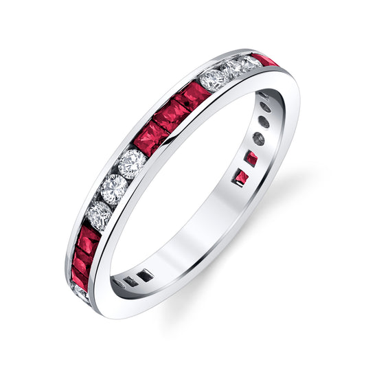 14kw Alternating .50ctw Ruby & .20ctw Diamond Channel Band