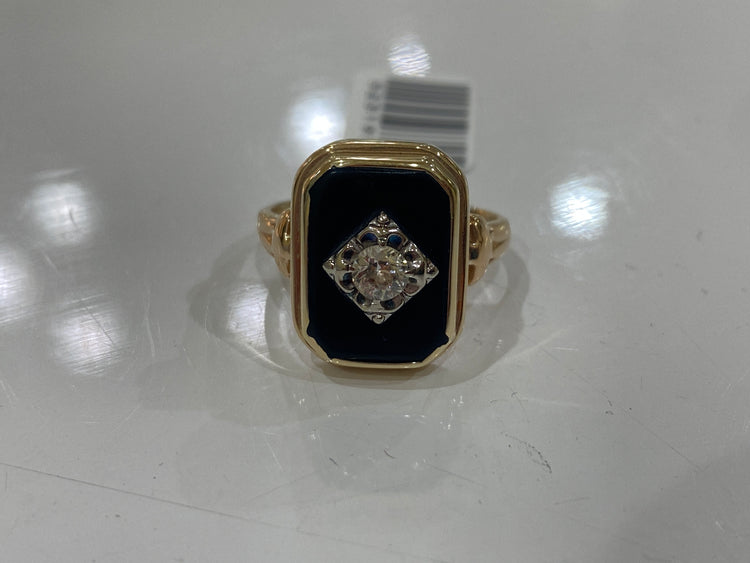 Vintage 14ky Rectangle .20ct OEC Onyx Signet Ring