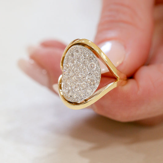 14kw/y 2ctw Split Shank Concave Dish Ring