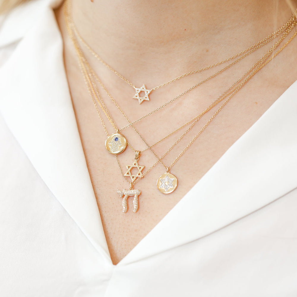 14ky .30ctw Pave Puff Chai Necklace