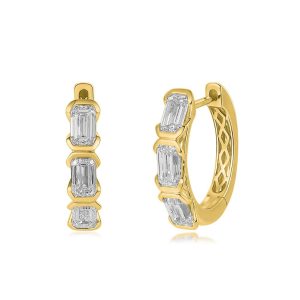 14ky 2ctw Emerald-Cut Diamond Hoop Earrings