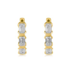 14ky 2ctw Emerald-Cut Diamond Hoop Earrings