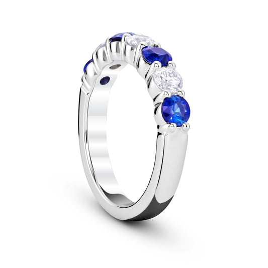 14kw 7-Stone .54ctw Sapphire and .32ctw Diamond Band