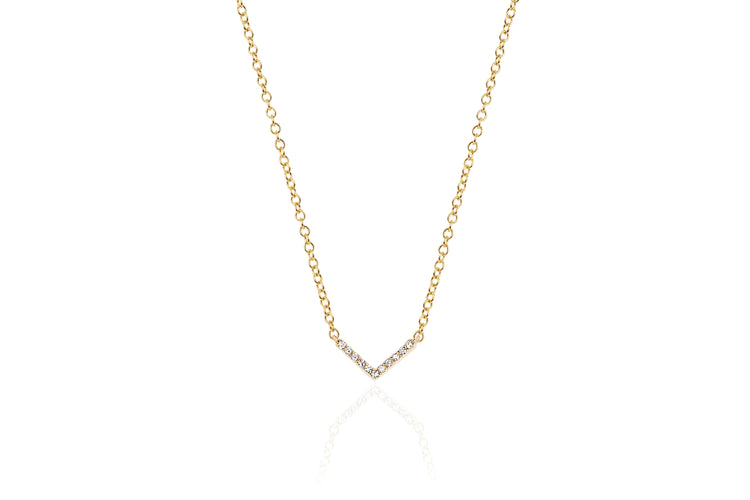 14ky Diamond Mini Chevron Necklace