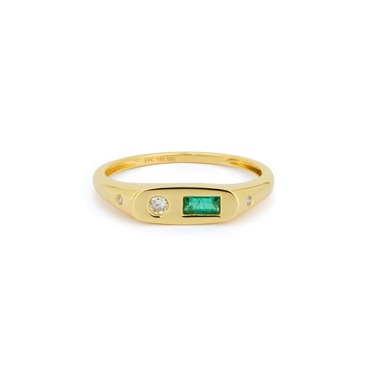 14y Diamond & Emerald Treasure Ring by EF Collection