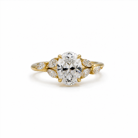 14ky .37ctw Oval & Marquise Diamond Ring