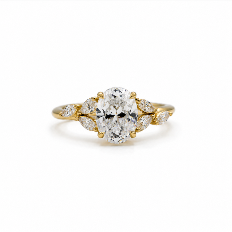 14ky .37ctw Oval & Marquise Diamond Ring