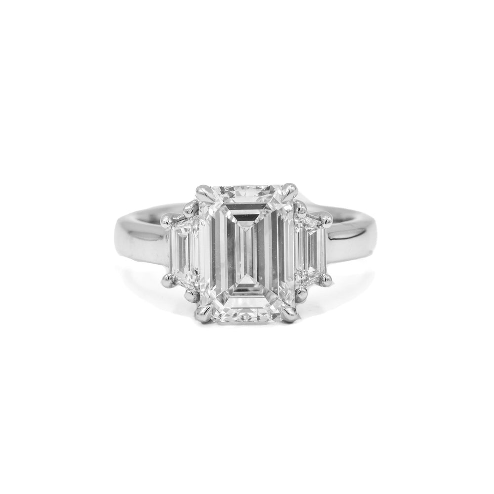 Platinum 3.00ct Emerald-Cut 3 Stone Diamond Ring