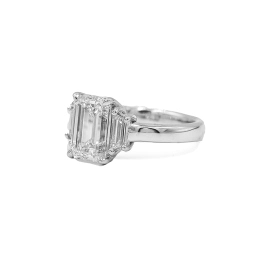 Platinum 3.00ct Emerald-Cut 3 Stone Diamond Ring