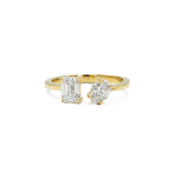 1.11ctw 2-Stone Diamond Cuff Ring