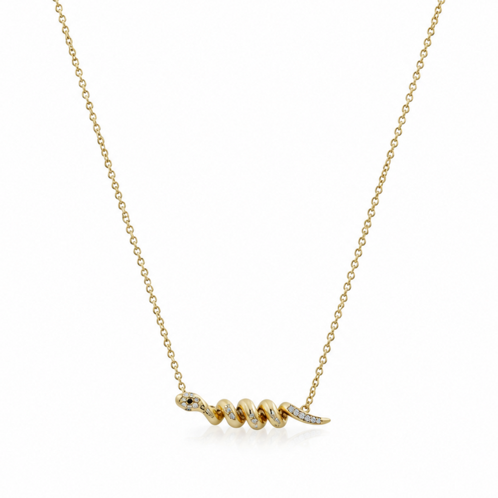 14ky Tiny Diamond Serpent Necklace