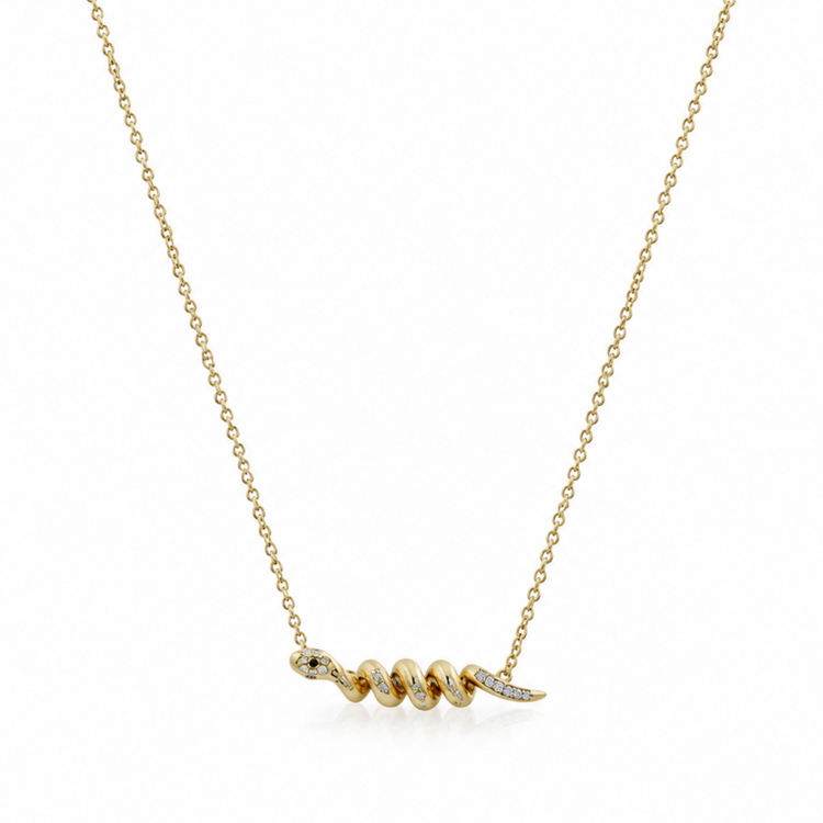14ky Tiny Diamond Serpent Necklace