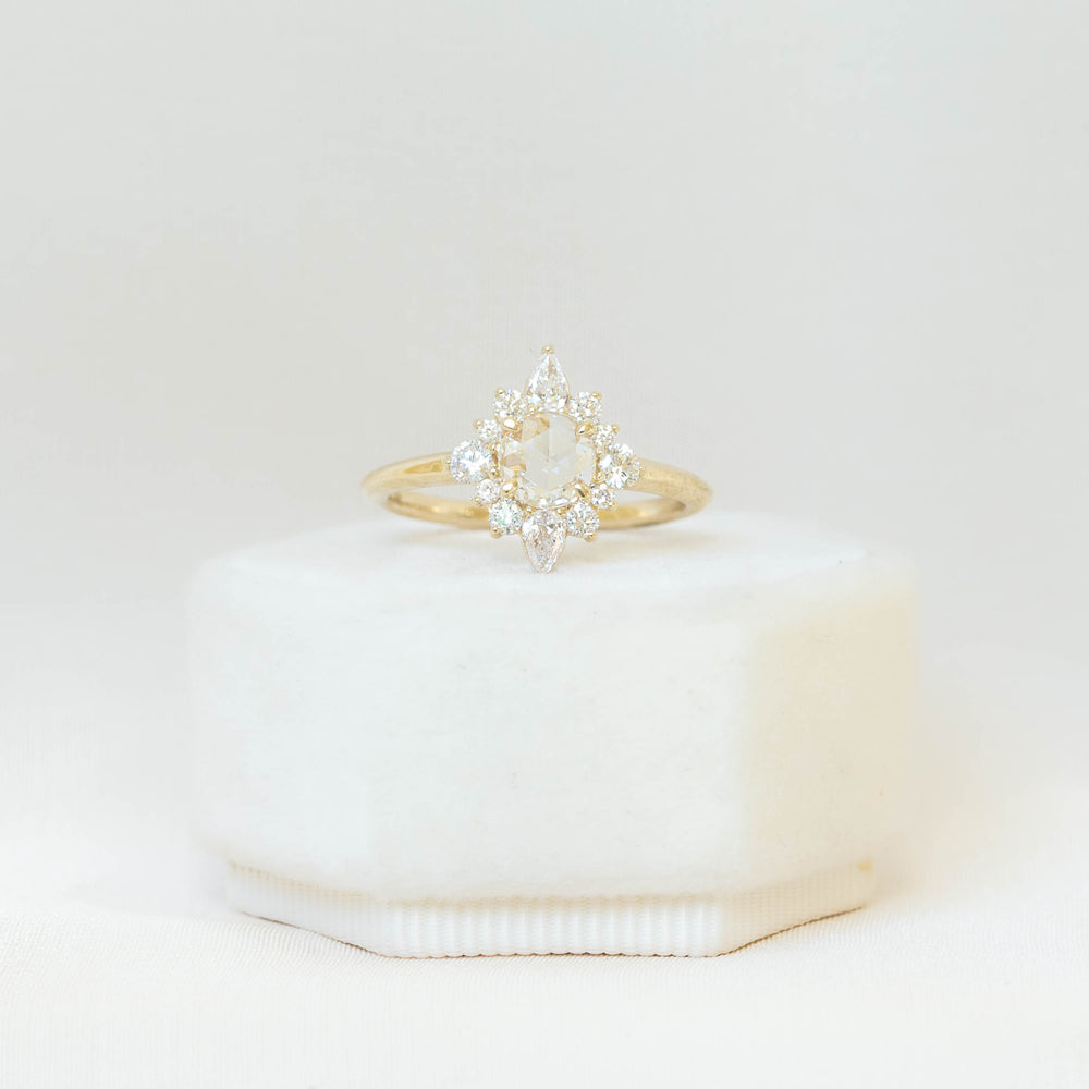 14ky .42ct Rose-Cut Halo Diamond Ring