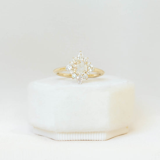 14ky .42ct Rose-Cut Halo Diamond Ring