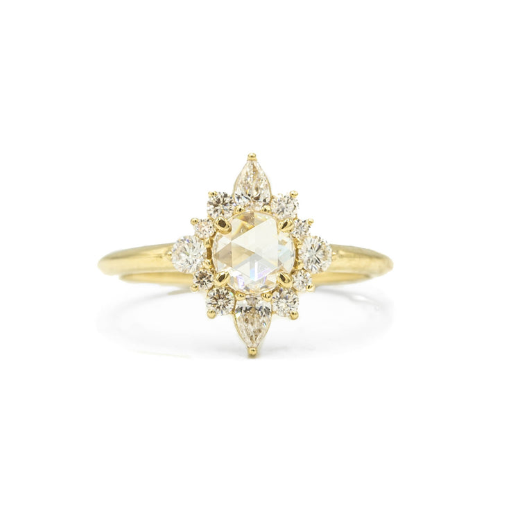 14ky .42ct Rose-Cut Halo Diamond Ring