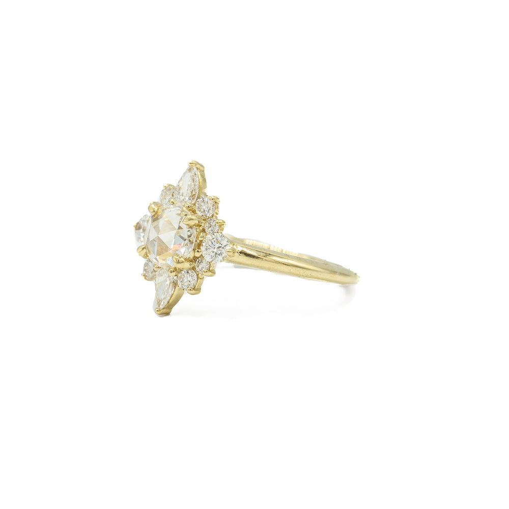 14ky .42ct Rose-Cut Halo Diamond Ring