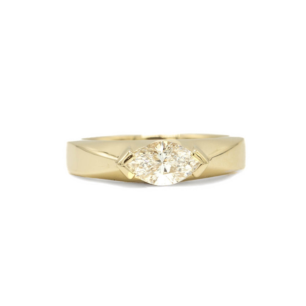 14ky .63ct Marquise East-West Geometric Diamond Ring