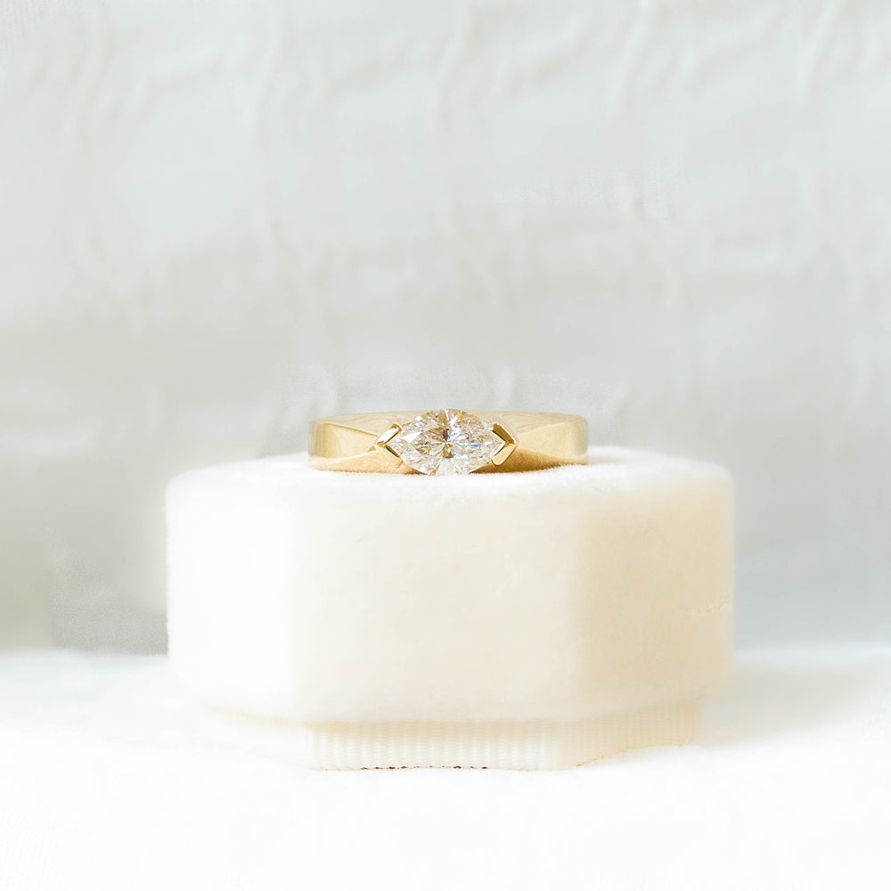 14ky .63ct Marquise East-West Geometric Diamond Ring