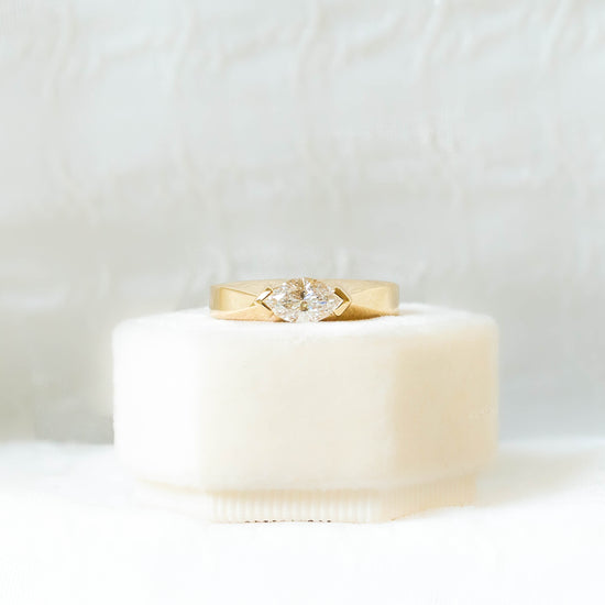14ky .63ct Marquise East-West Geometric Diamond Ring