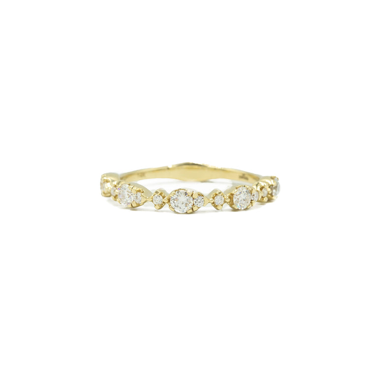 14ky Pear & Round Alternating Diamond Band