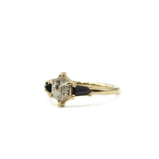 1.33ct Hexagon with .49ct Onyx Baguettes