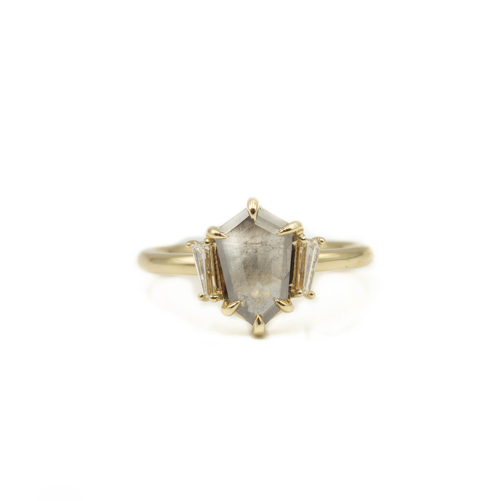 .95ct Shield-Shaped 3-Stone Salt & Pepper Diamond Ring