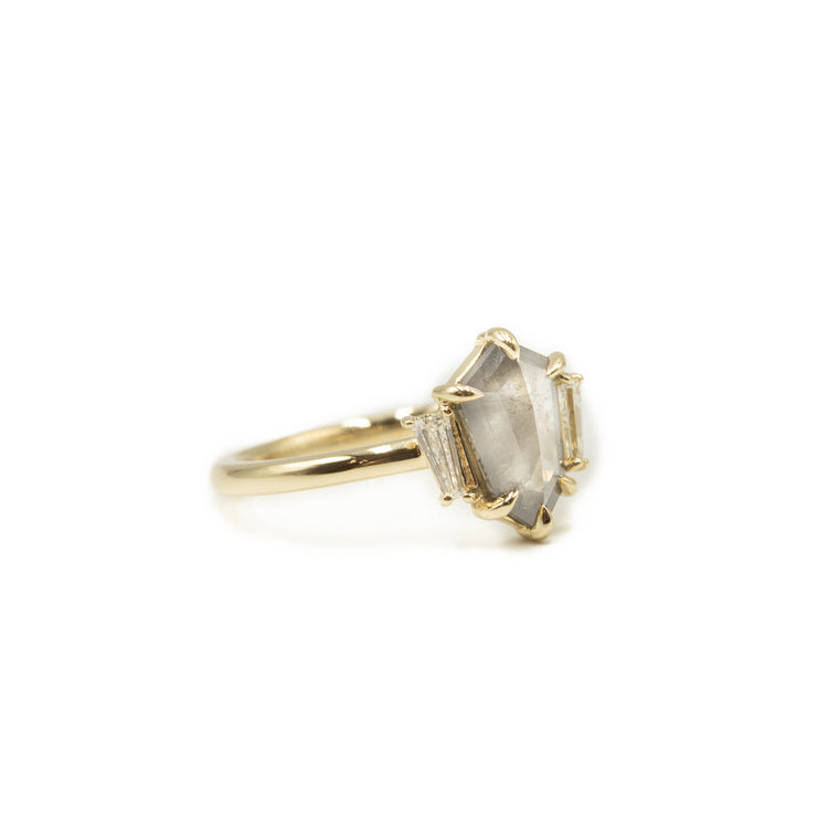 .95ct Shield-Shaped 3-Stone Salt & Pepper Diamond Ring