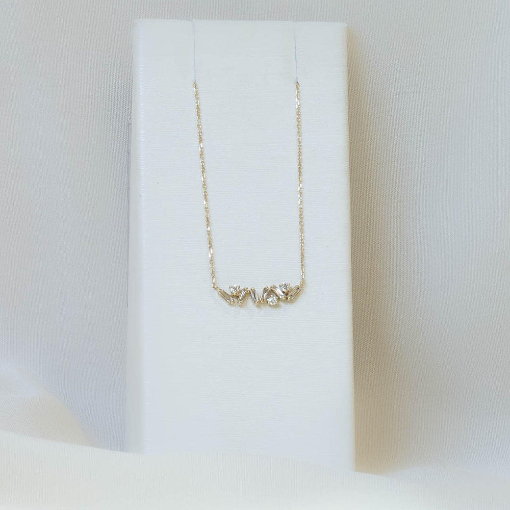14ky .19ctw Mixed Shaped Bar Necklace by Urbaetis