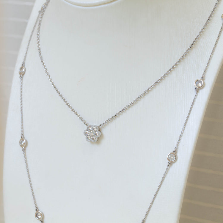 14kw 1.51ct Diamond Bezel Station Necklace