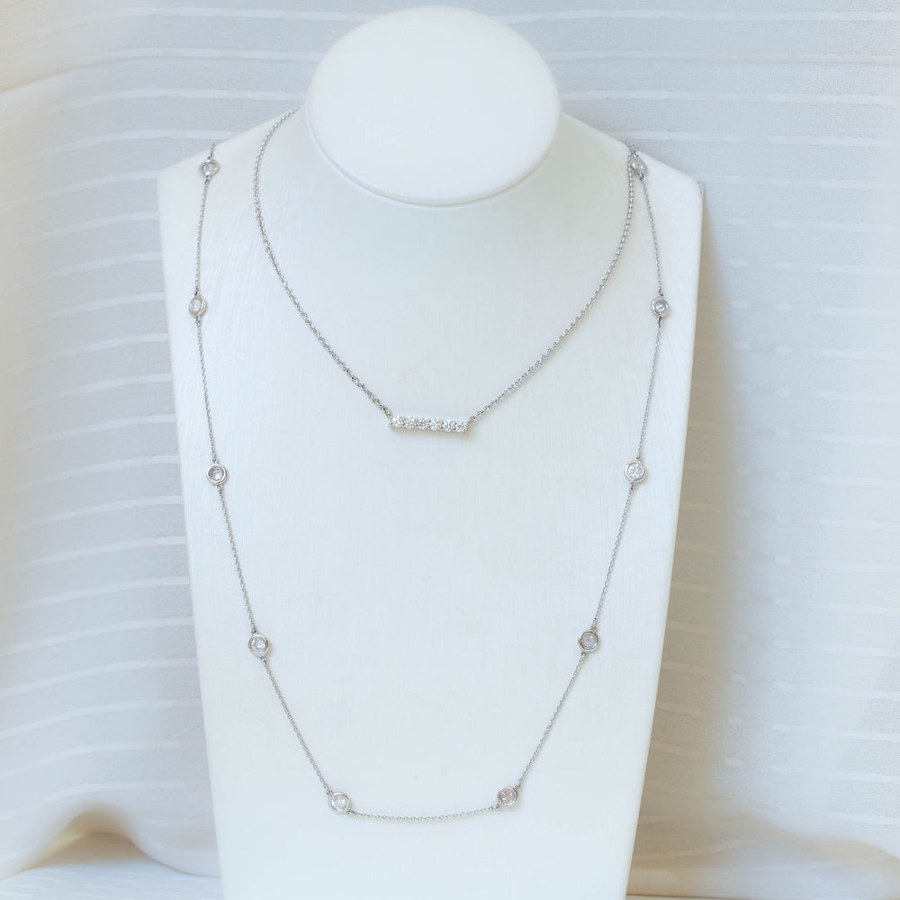 14kw Prong-Set Bar Necklace