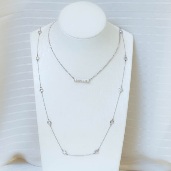 14kw Prong-Set Bar Necklace