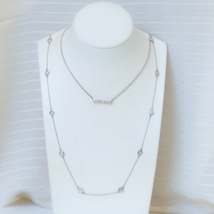 14kw Prong-Set Bar Necklace