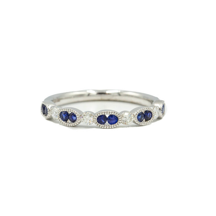 14kw Oval Bezel Sapphire & Diamond Band