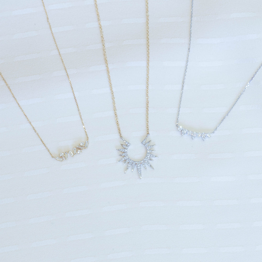 14ky .19ctw Mixed Shaped Bar Necklace by Urbaetis