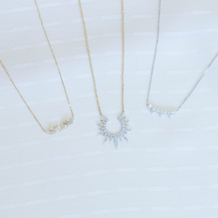 14ky .19ctw Mixed Shaped Bar Necklace by Urbaetis