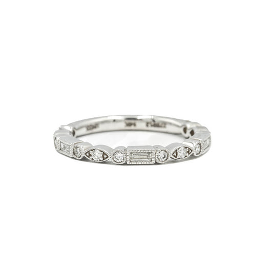 14kw Baguette & Multi Shape Bezel Diamond Band