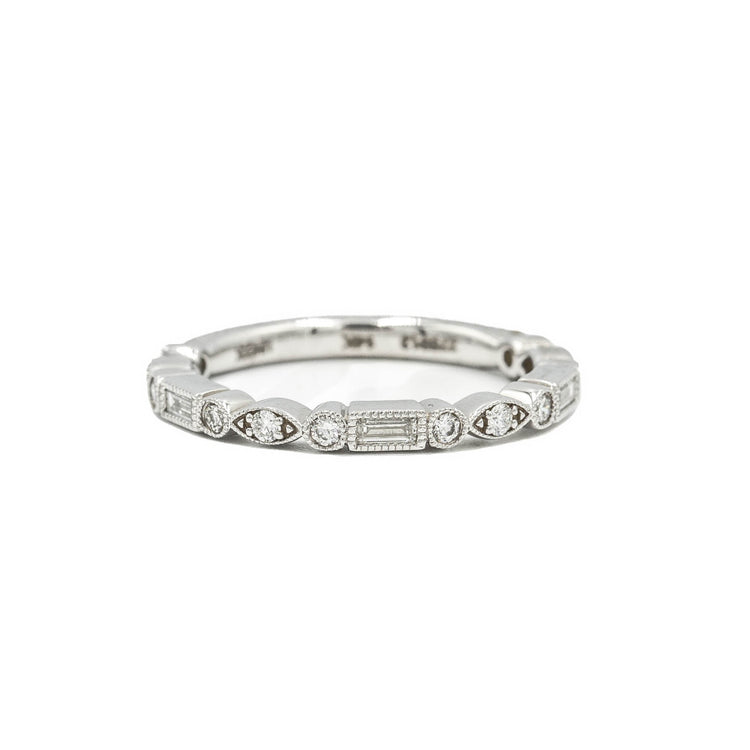 14kw Baguette & Multi Shape Bezel Diamond Band