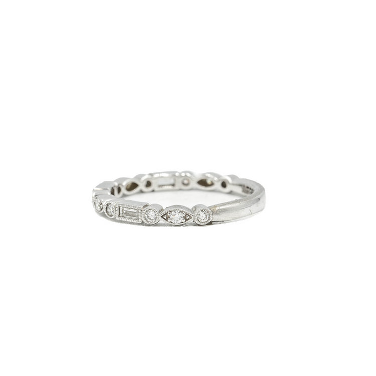 14kw Baguette & Multi Shape Bezel Diamond Band
