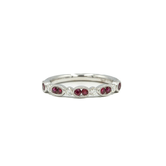 14kw .28ctw Oval Bezel Ruby & Diamond Band