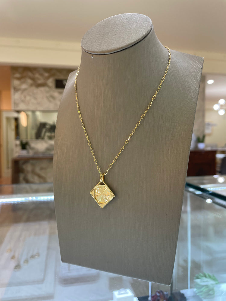 14ky Rhombus Fluted Slider Necklace