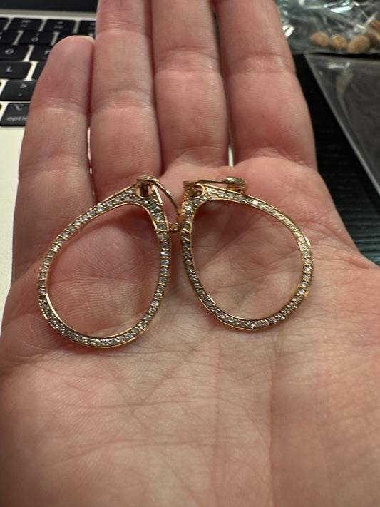 14kr .75ctw Round Dangle Diamond Earrings