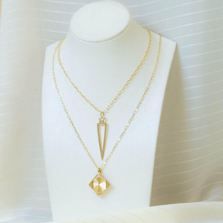 14ky Rhombus Fluted Slider Necklace