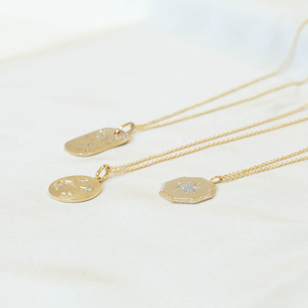 14kt Confetti Diamond Dog Tag Pendant