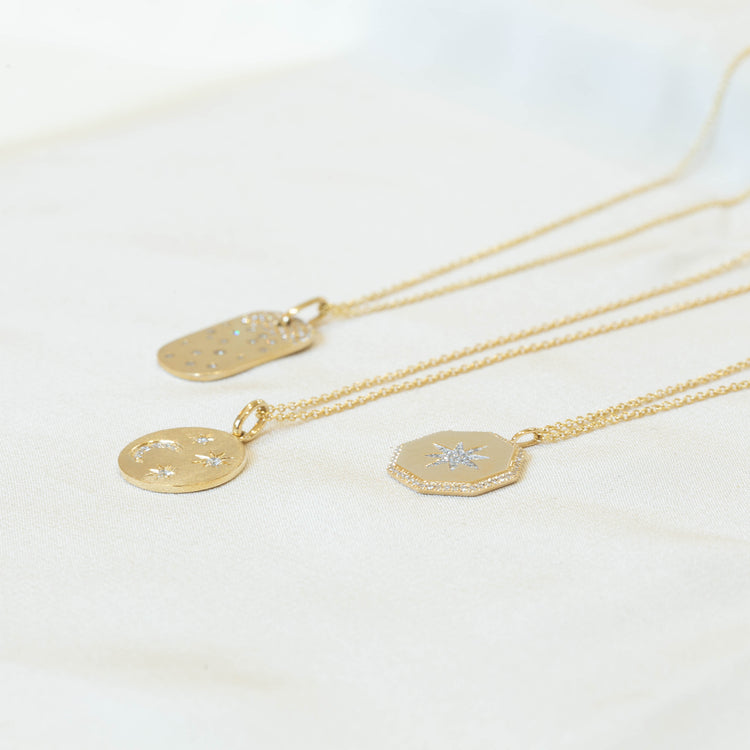 14kt Confetti Diamond Dog Tag Pendant