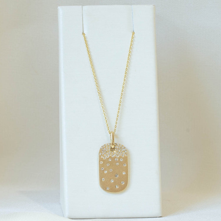 14kt Confetti Diamond Dog Tag Pendant