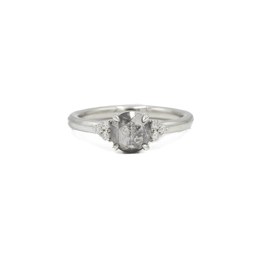 14kw 1.09ct Round Salt & Pepper "Maya" Diamond Ring