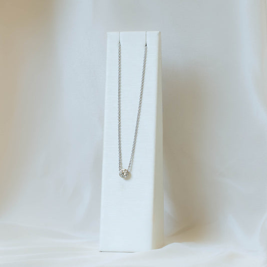 14k White Gold .30ct Bezel Necklace