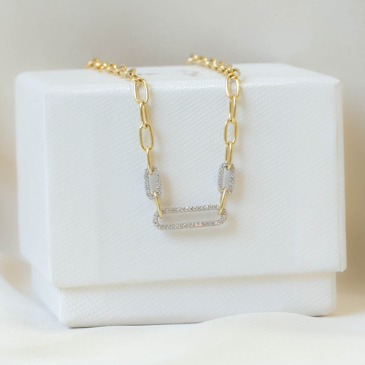10K Yellow Gold And Diamond Paper Clip Necklace | Dunkin's Diamonds