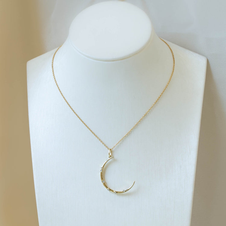 14ky Sprinkled Moon Crescent Necklace
