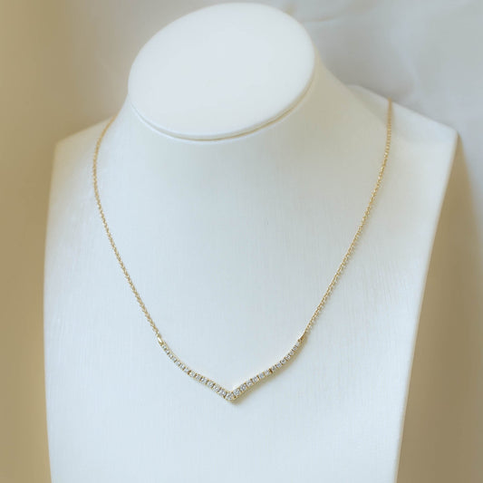 .50ctw 14k Yellow Gold Chevron Diamond Necklace